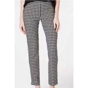 J Jill Essential Cotton-Stretch Black White Plaid Zip-Pockets Pull On Pants 12